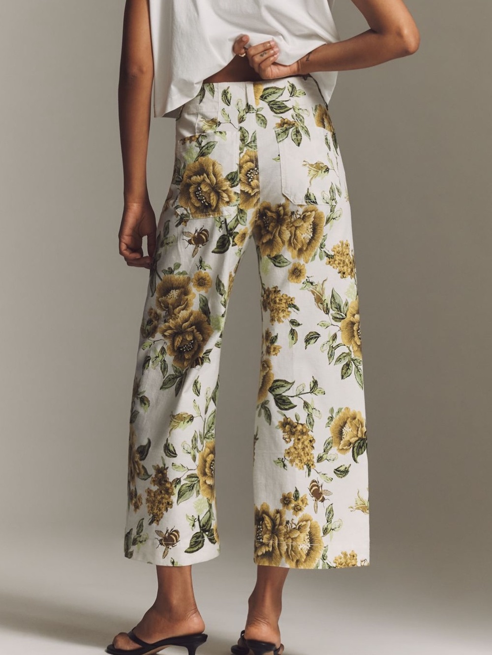 Anthropologie Colette Pants Maeve Linen Blend High Rise Cropped Wide Leg New 27 - Picture 2 of 15